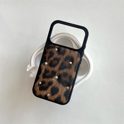 Leopard Print Back Cover with Wrist Strap for iPhone – Protective Case