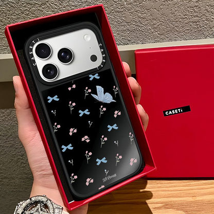 Butterfly Bow Floral Designer Transparent Phone Case with Shockproof Bumper