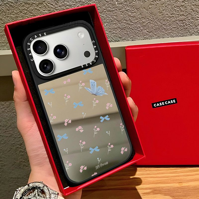 Butterfly Bow Floral Designer Transparent Phone Case with Shockproof Bumper