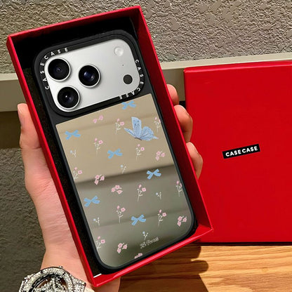 Butterfly Bow Floral Designer Transparent Phone Case with Shockproof Bumper