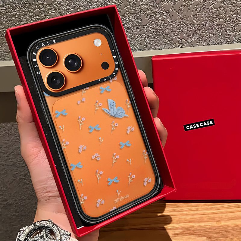 Butterfly Bow Floral Designer Transparent Phone Case with Shockproof Bumper