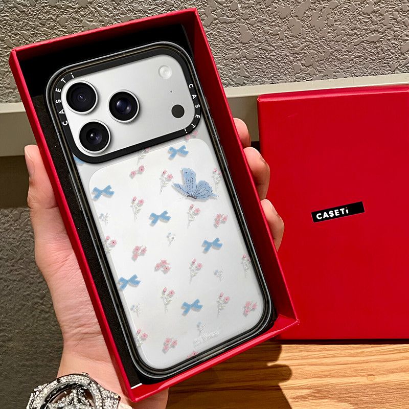 Butterfly Bow Floral Designer Transparent Phone Case with Shockproof Bumper