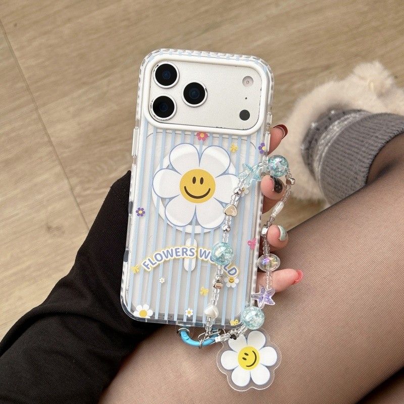 iPhone Smiley Flower Case with Beaded Strap