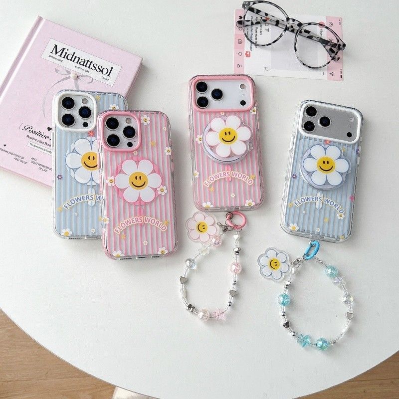 iPhone Smiley Flower Case with Beaded Strap