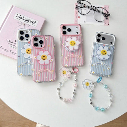 iPhone Smiley Flower Case with Beaded Strap