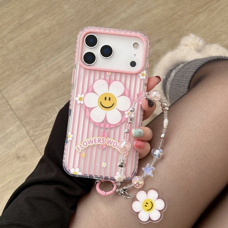 iPhone Smiley Flower Case with Beaded Strap