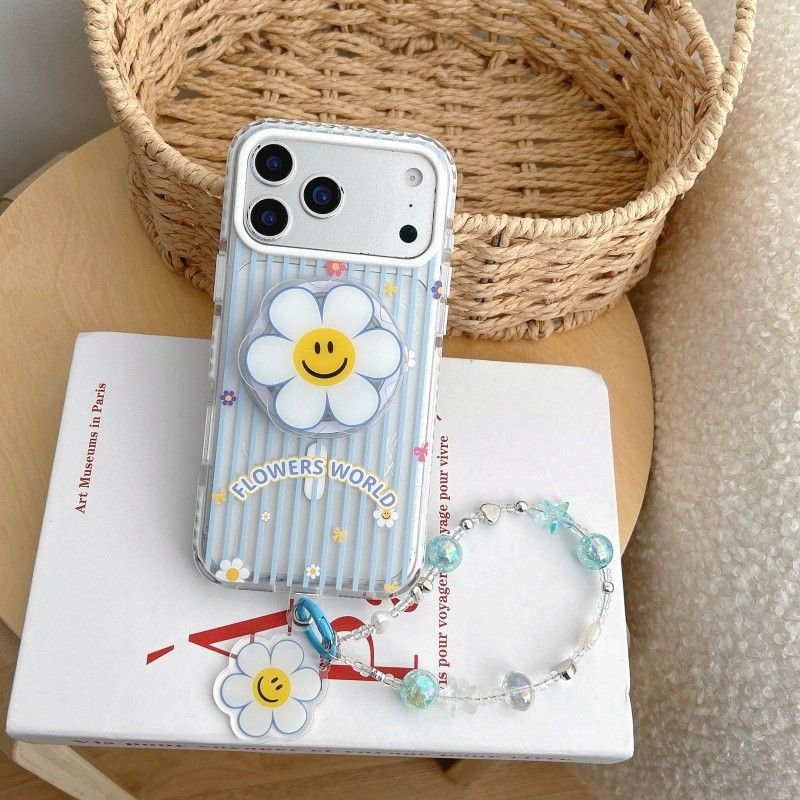 iPhone Smiley Flower Case with Beaded Strap