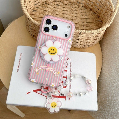 iPhone Smiley Flower Case with Beaded Strap