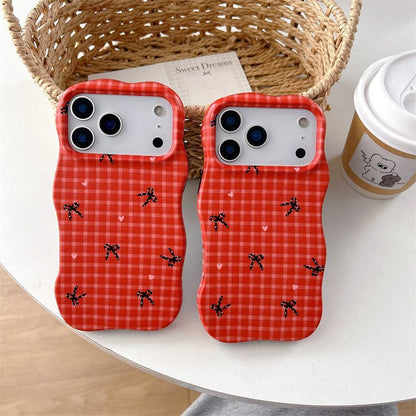 Cute Red Gingham Bow Pattern Phone Case – Aesthetic Soft Protective Back Cover