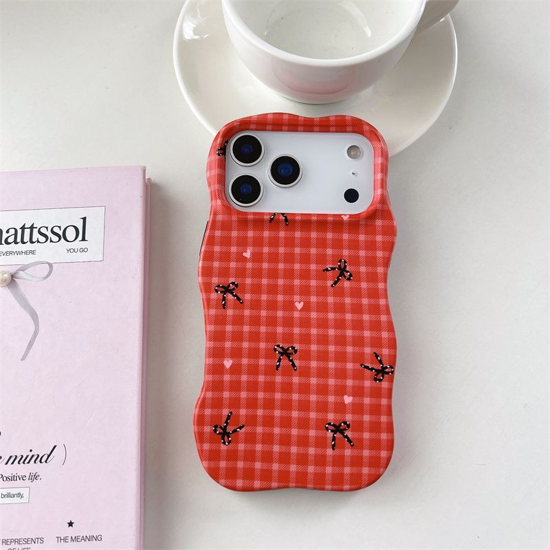 Cute Red Gingham Bow Pattern Phone Case – Aesthetic Soft Protective Back Cover