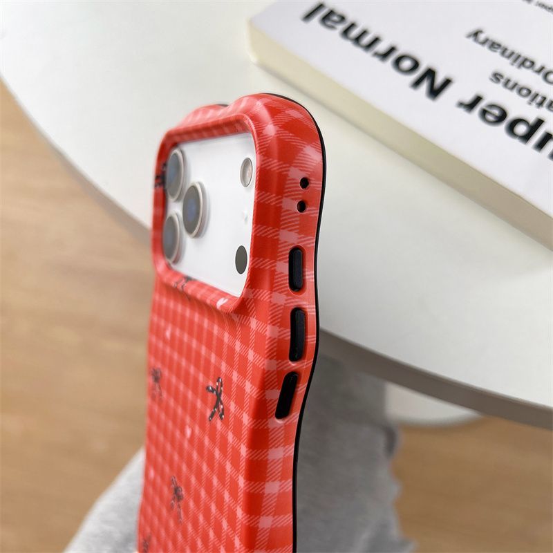 Cute Red Gingham Bow Pattern Phone Case – Aesthetic Soft Protective Back Cover