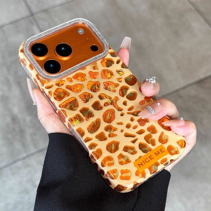 Golden Leopard Glitter Designer Phone Case with Camera Lens Protection