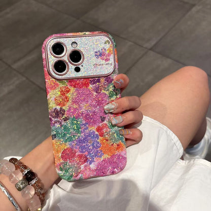 Multicolor Glitter Floral iPhone Case – Sparkle “Flower Story” Designer Cover