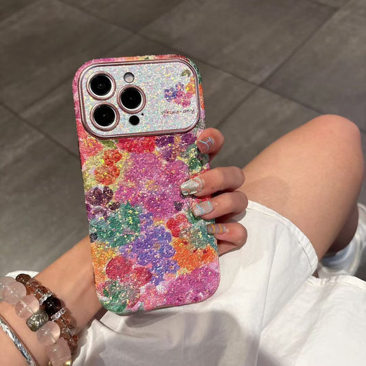 Multicolor Glitter Floral iPhone Case – Sparkle “Flower Story” Designer Cover