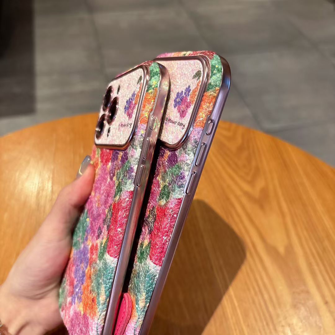 Multicolor Glitter Floral iPhone Case – Sparkle “Flower Story” Designer Cover
