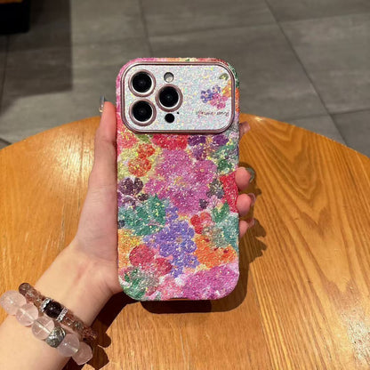 Multicolor Glitter Floral iPhone Case – Sparkle “Flower Story” Designer Cover