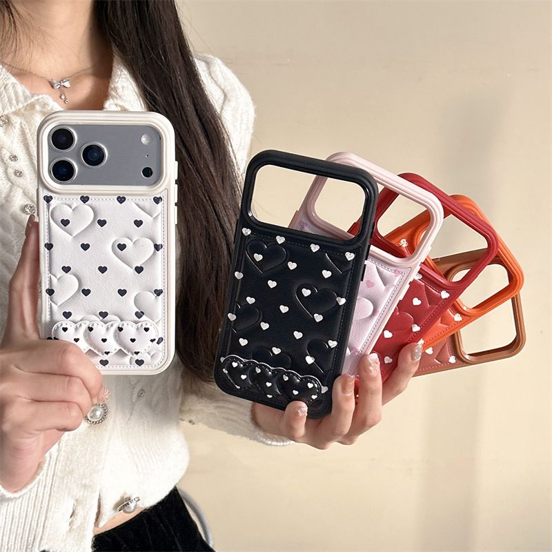 Heart Pattern Card Holder Silicone Phone Case – Soft Grip, Cute Design & Shock Protection