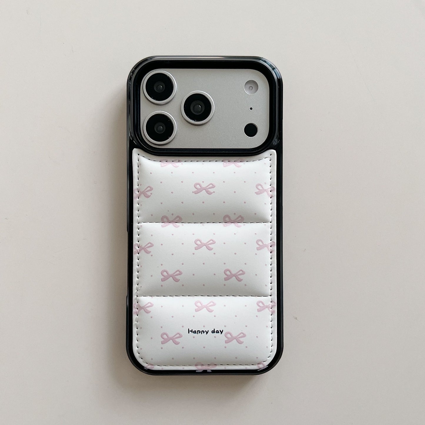 Cute Bow Pocket Phone Case with Card Holder – Aesthetic Quote & Ribbon Design