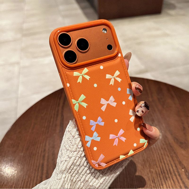 Cute Bow Pocket Phone Case – Pastel Yellow Card Holder Back Cover