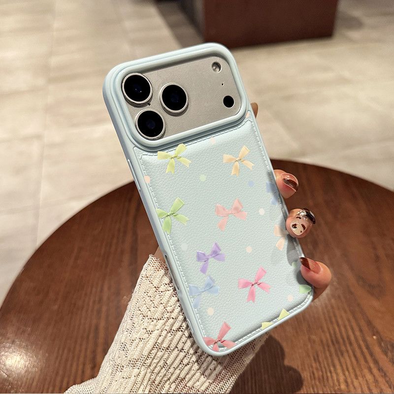 Cute Bow Pocket Phone Case – Pastel Yellow Card Holder Back Cover