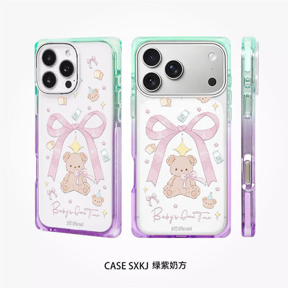 Baby’s Good Time Teddy Bow Designer Phone Case with Gradient Border