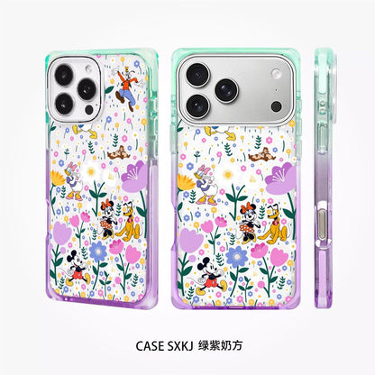 Cute Cartoon Floral iPhone Case | Transparent Color-Edge Shockproof Back Cover