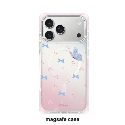 Pastel Butterfly & Bow Gradient Transparent iPhone Case
