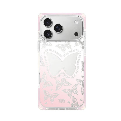 Butterfly Glow Transparent iPhone Case with Soft Pink Gradient | Shockproof Clear Back Cover with Premium Print