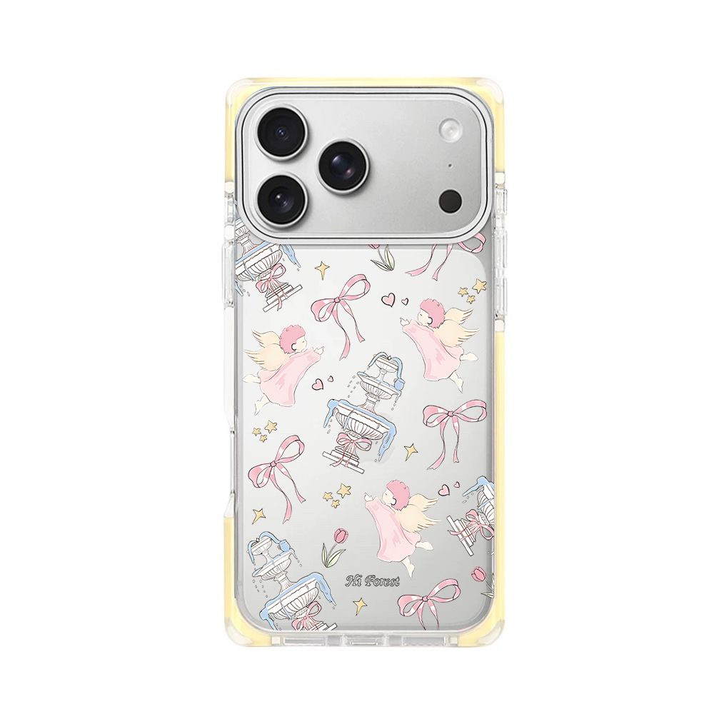Cute Angel Bow Transparent iPhone Case – Pastel Kawaii Clear Cover