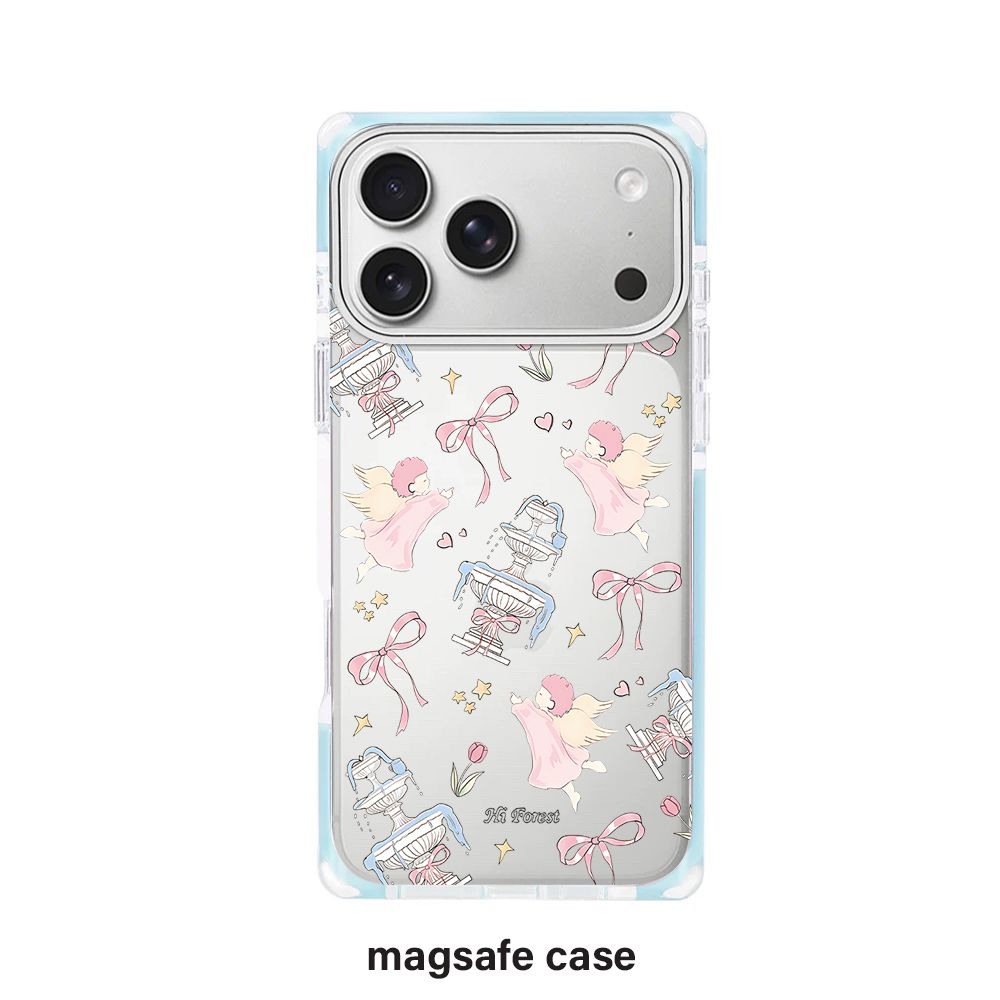 Cute Angel Bow Transparent iPhone Case – Pastel Kawaii Clear Cover