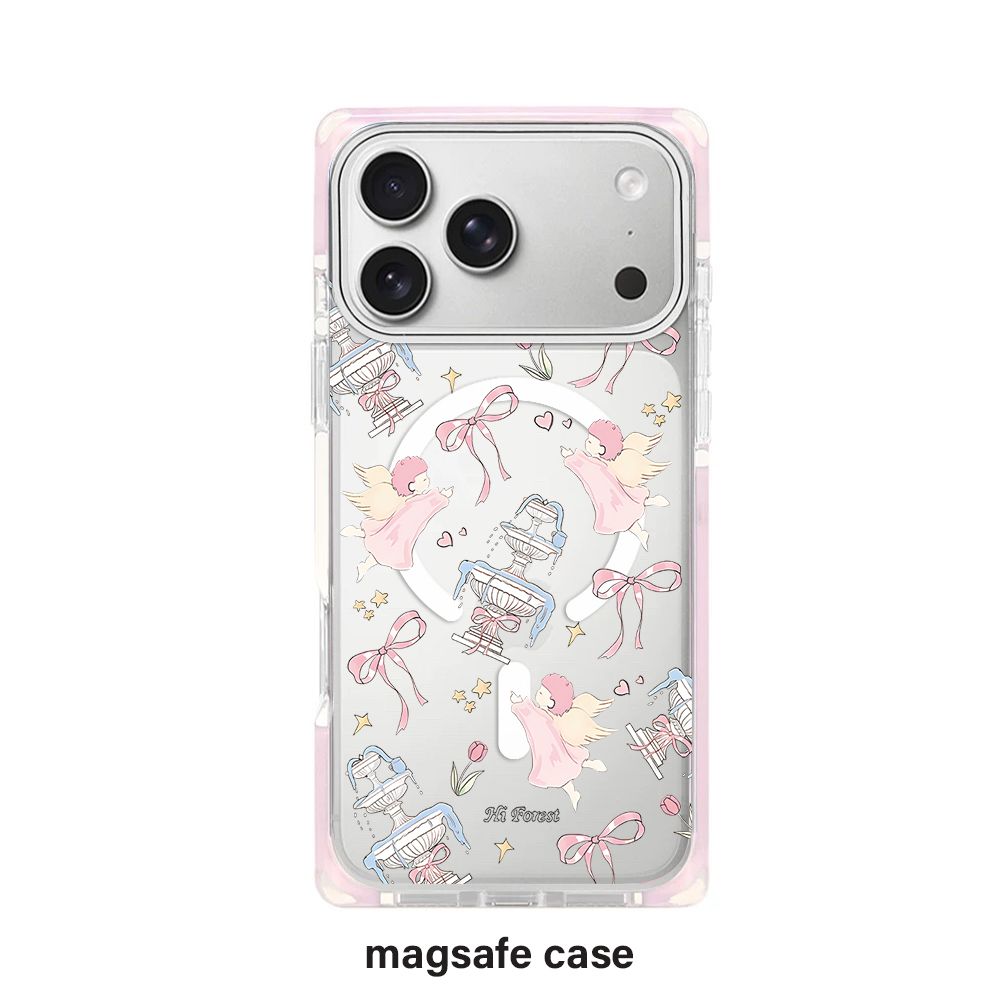 Cute Angel Bow Transparent iPhone Case – Pastel Kawaii Clear Cover