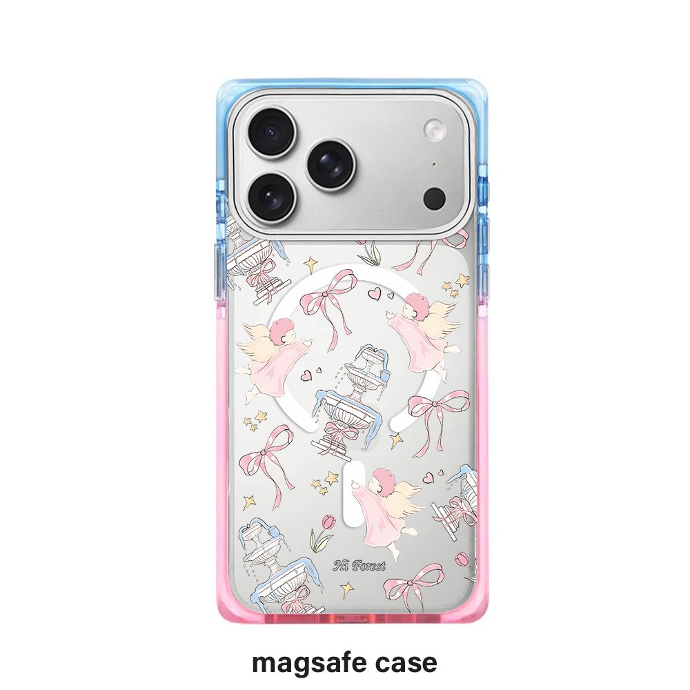 Cute Angel Bow Transparent iPhone Case – Pastel Kawaii Clear Cover