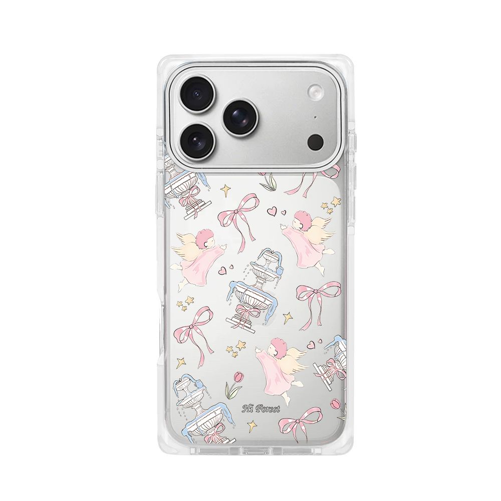 Cute Angel Bow Transparent iPhone Case – Pastel Kawaii Clear Cover
