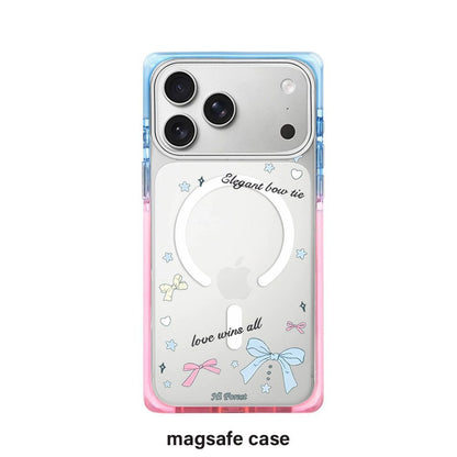 Elegant Bow Tie MagSafe iPhone Case | Pastel Cute Design Transparent Shockproof Back Cover