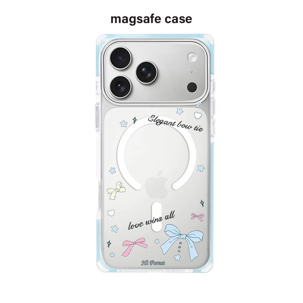 Elegant Bow Tie MagSafe iPhone Case | Pastel Cute Design Transparent Shockproof Back Cover