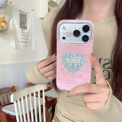 iPhone Glitter Heart Print Case – Soft Protective Cover
