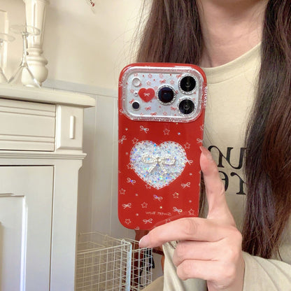 iPhone Glitter Heart Print Case – Soft Protective Cover