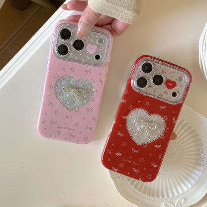 iPhone Glitter Heart Print Case – Soft Protective Cover