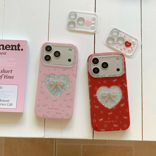 iPhone Glitter Heart Print Case – Soft Protective Cover