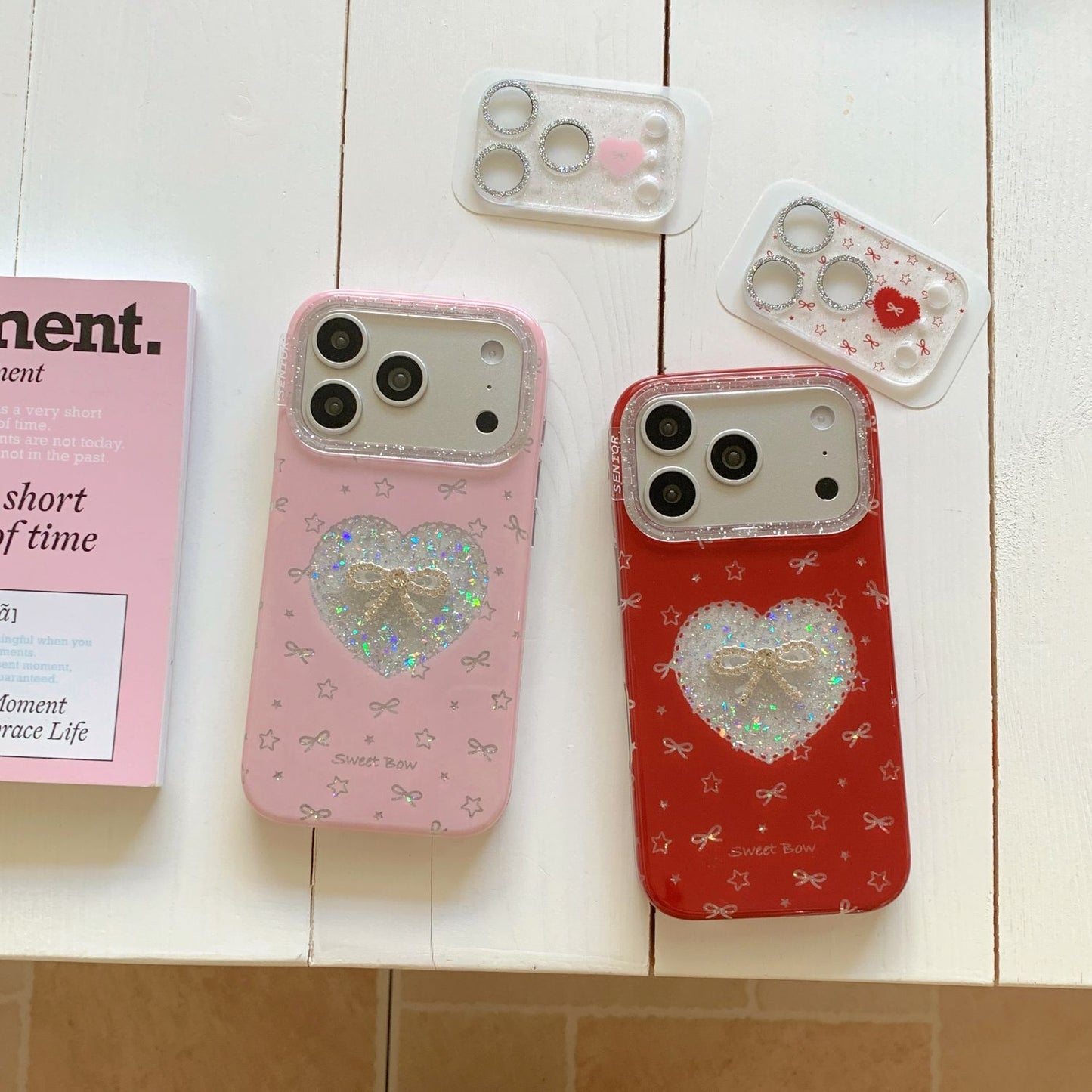 iPhone Glitter Heart Print Case – Soft Protective Cover