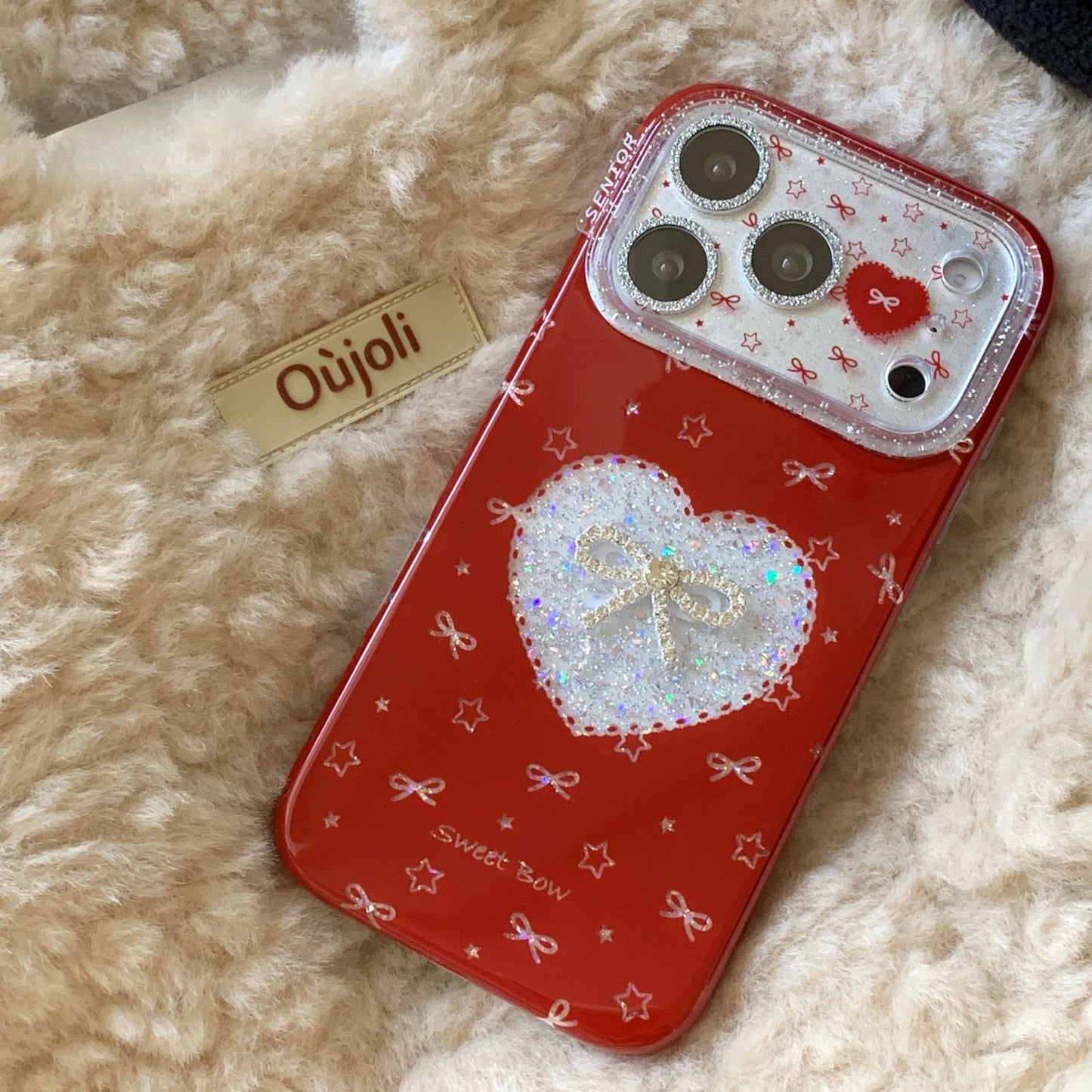 iPhone Glitter Heart Print Case – Soft Protective Cover