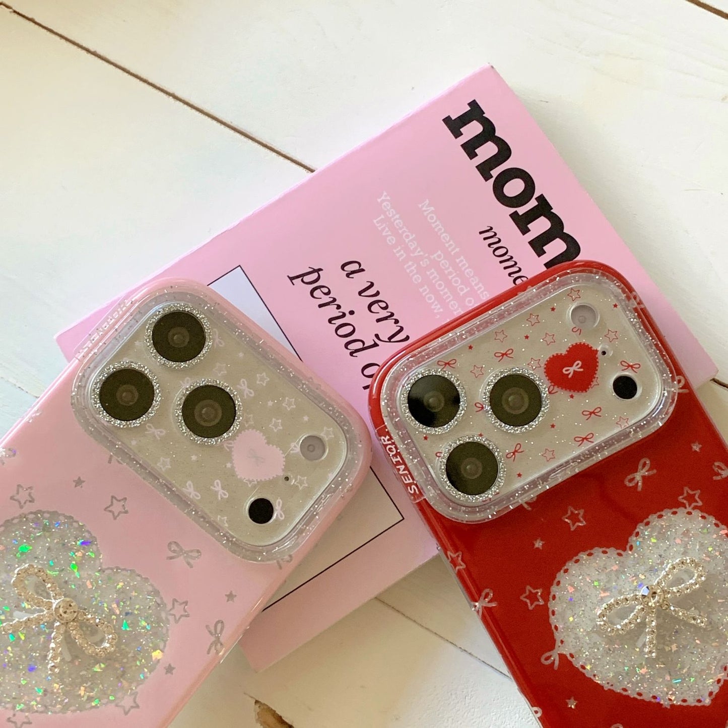 iPhone Glitter Heart Print Case – Soft Protective Cover