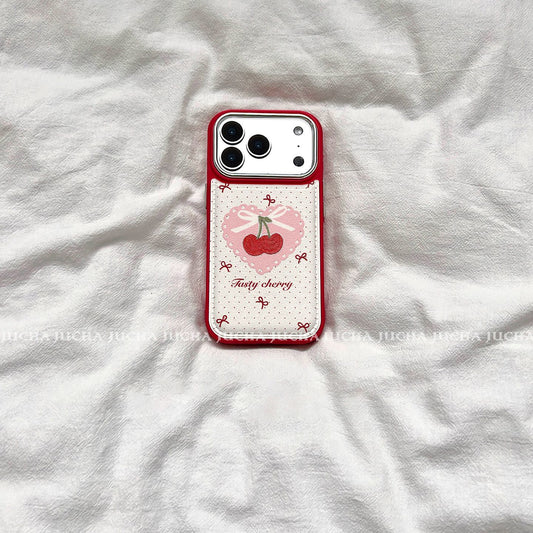 iPhone Cherry Heart Printed Case – Soft Back Cover