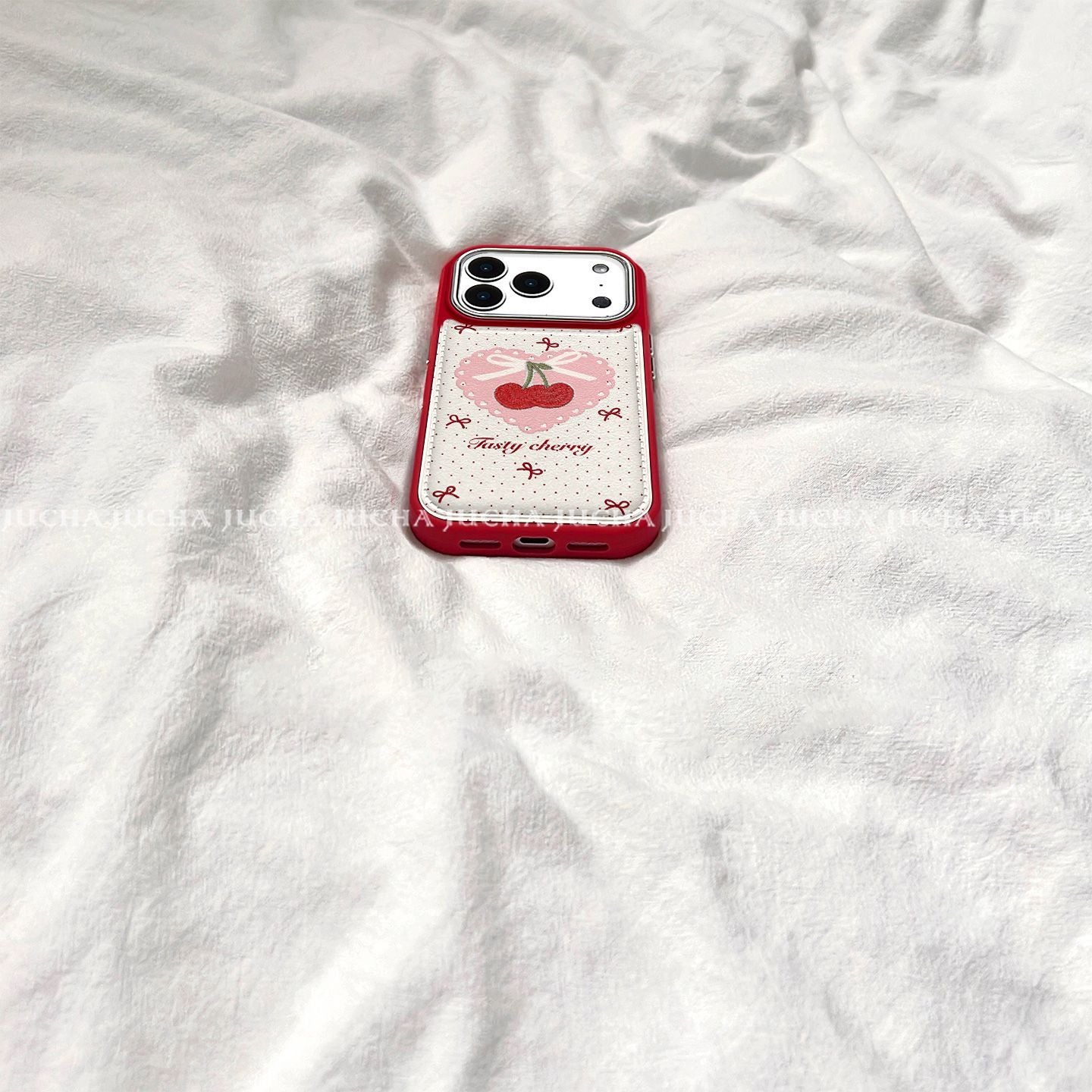 iPhone Cherry Heart Printed Case – Soft Back Cover