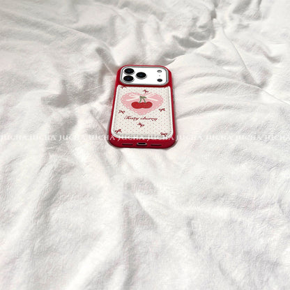 iPhone Cherry Heart Printed Case – Soft Back Cover