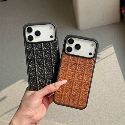 Luxury Embossed Leather iPhone Case | Premium Textured Back Cover with Shockproof Frame