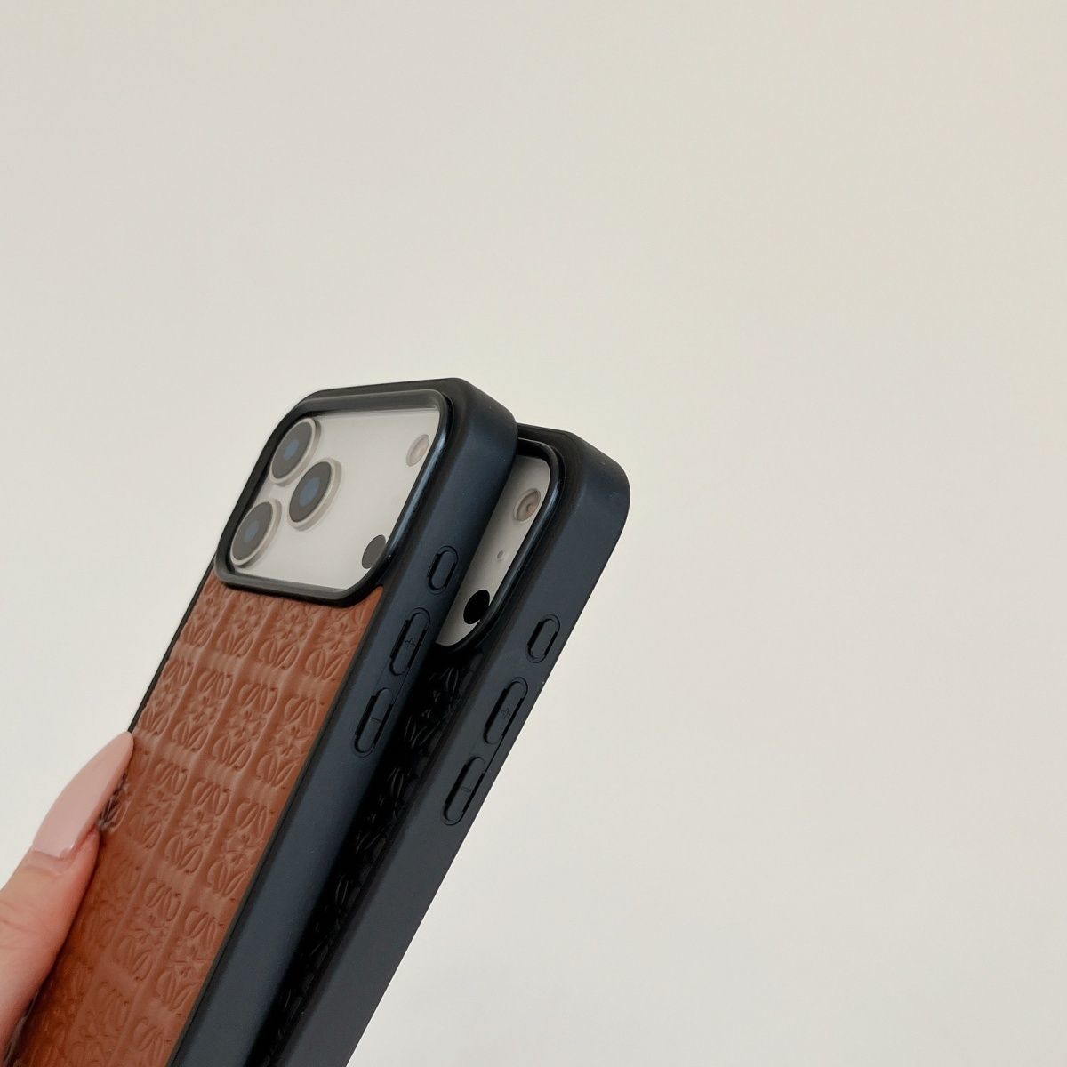 Luxury Embossed Leather iPhone Case | Premium Textured Back Cover with Shockproof Frame