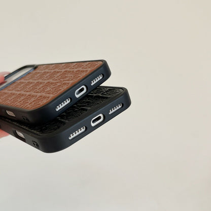 Luxury Embossed Leather iPhone Case | Premium Textured Back Cover with Shockproof Frame