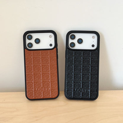 Luxury Embossed Leather iPhone Case | Premium Textured Back Cover with Shockproof Frame