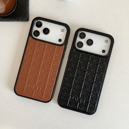 Luxury Embossed Leather iPhone Case | Premium Textured Back Cover with Shockproof Frame